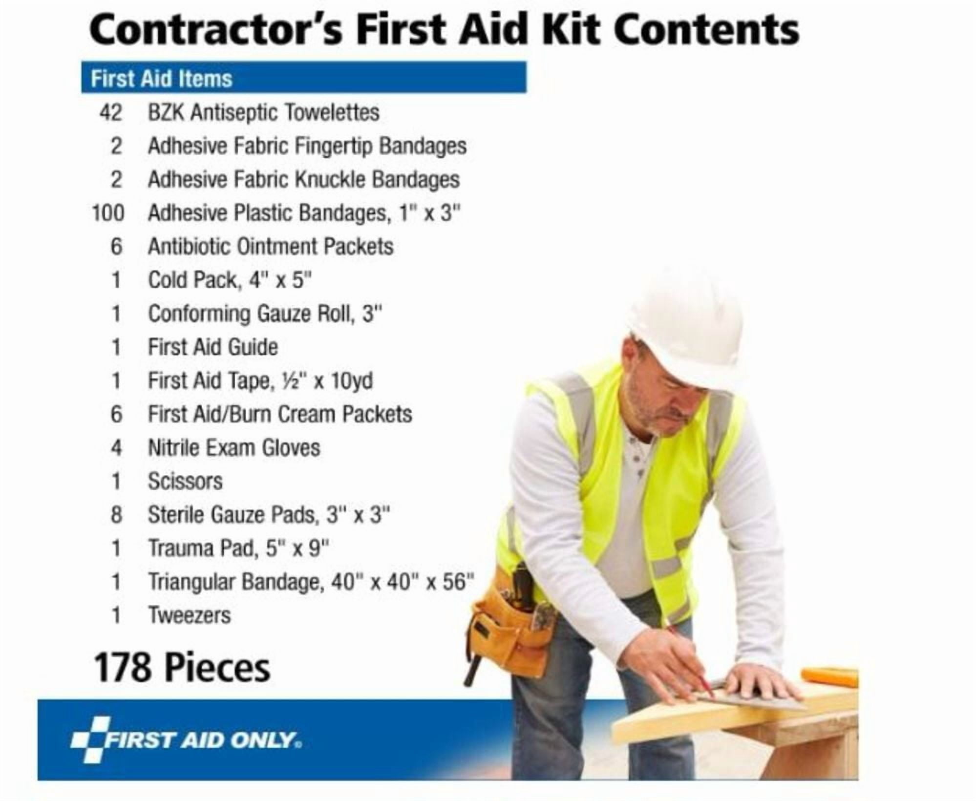 pac-kit by first aid only contractor's first aid kit, metal case, 3.61 pound
