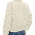 thumbnail image 3 of Female Stand Collar Quilted Puffer Jacket Padded Zip Coat Cream White XS, 3 of 7