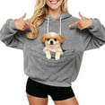 thumbnail image 6 of larppty Hoodie with Dog Pouch, Kangaroo Pouch Hoodies for Women, Soft Warm Pet Carrier Hoodie with Pet Pocket for Carrying Puppy Kitten (Grey, XL), 6 of 8