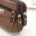 thumbnail image 2 of Yucurem 3pcs Casual Canvas Outdoor Men Phone Purse Waist Bag Zip Pouch(Khaki), 2 of 9