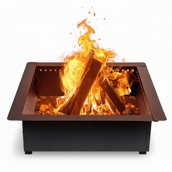 42 Inch Square Fire Pit Ring, Heavy Duty Steel Fire Ring for Outdoor Camping and Backyard