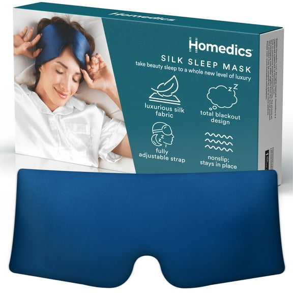 Homedics Silk Sleep Mask, Luxurious Silk Fabric, Blue