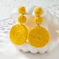 thumbnail image 3 of Pendientes de bola de rafia boho para mujer, pendientes colgantes redondos de rafia individuales - Joyas de resort de playa de verano, 3 of 5