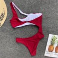 thumbnail image 2 of Jumpingount Bikinis de poliéster para mujer, repuesto elástico sin cables, traje de baño Sexy para mujer de Color sólido para fiesta en la conjuntos de ropa Vino rojo L, 2 of 6