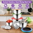 thumbnail image 4 of Mixing Bowls with Lids Set of 9, Vesteel Stainless Steel Mixing Bowls Metal Nesting Salad Bowls Attach with 3 Graters for Kitchen Grating/ Shredding, Size 4.6, 2.6, 2, 1.5, 1, 0.7 QT - Multi-Color, 4 of 8