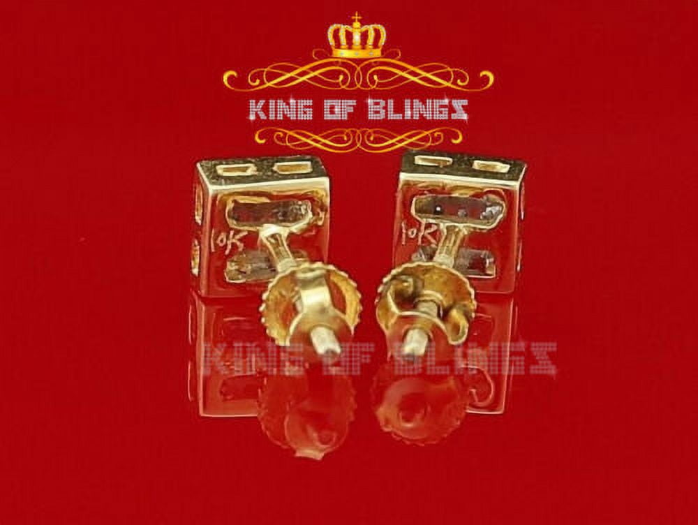 King of Bling's 10K Yellow Real Gold with Real 0.05CT Diamonds Men's/Women's Square Stud Earring