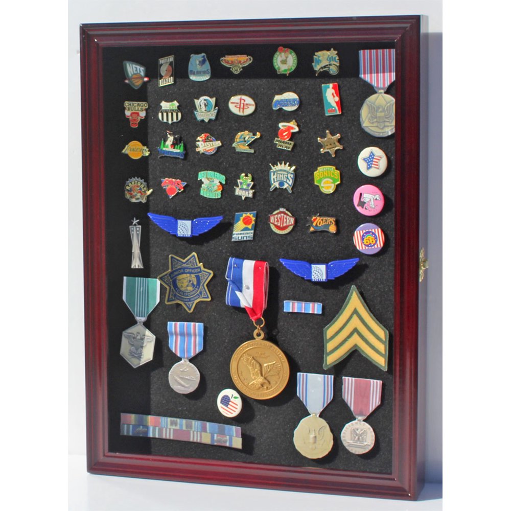 Lapel Pin, Button, Medal, Jewelry Display Case Shadow Box, with Glass