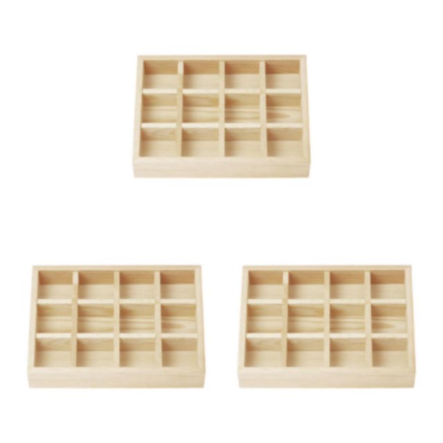 Thinsony Jewelry Display Tray Case Beads Holder Ladies Bangles Gemstone Stackable 12grids 7.87x5.91x1.38 Inch 3Set