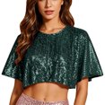 thumbnail image 2 of YTCAMLO Glitter Sequin Womens Cropped Wraps Fashions Short Sleeve Bolero Shrug Flared Shiny Shoulder Cover Up for Wedding, 2 of 5