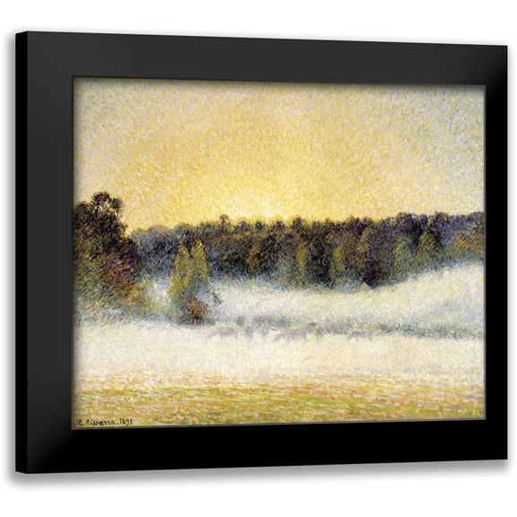 Pissarro, Camille 14x12 Black Modern Framed Museum Art Print Titled - Sunset and Fog at Eragny