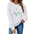 thumbnail image 3 of GUZOM Womens White Christmas Sweatshirt, 100% Polyester Crewneck Long Sleeve with Bow Christmas Tree & Merry Christmas Print, Loose Casual Holiday Top for Women,Size XS, 3 of 8