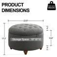 thumbnail image 3 of 24'' Round Ottoman with Storage, Modern Tufted Fabric Storage Ottoman with Removable Top for Living Room, Bedroom, Drak Gray, 3 of 8