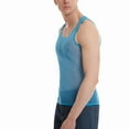 thumbnail image 3 of Gvdentm Tank Tops Men Pack Men's Mesh Fishnet Muscle Top See Through Shirts Fitted Crew Neck Tee Clubwear Blue M, 3 of 8
