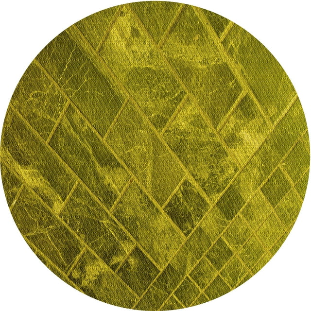 Ahgly Company Machine Washable Indoor Round Transitional Dark Bronze Brown Area Rugs, 4' Round