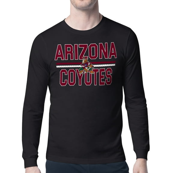 Men's Starter Black Arizona Coyotes Mesh Look Team Name Long Sleeve T-Shirt