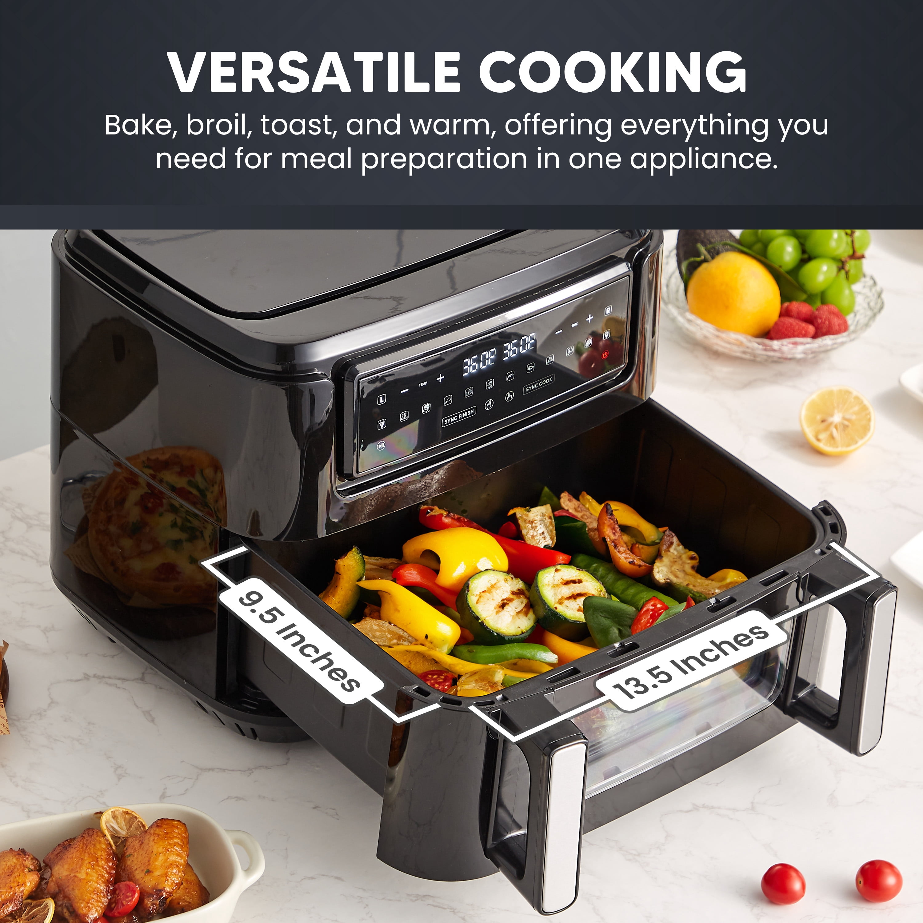 Elite Cuisine EAF5501 10.5L Digital Dual Zone Air Fryer Oven