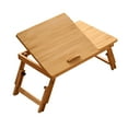 thumbnail image 1 of Lipstore Foldable Table Laptop Lap Desk Rectangle Bamboo Portable Stand Adjustable Angle for Camping Balconies Computer Outdoor Picnic Light Brown Small, 1 of 8