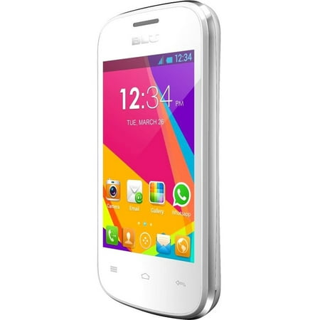 BLU Dash JR Social Social D141s 256 MB Smartphone, 3.5" LCD, 1 GHz, 128 MB RAM, Android 2.3 Gingerbread, 2G, White