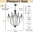 thumbnail image 3 of 32'' 8-Light Modern Black Mid-Century Modern Candelabra Crystal Chandelier Vintage Candle Pendant Light For Living Room Dining Room And Entryway, 3 of 7