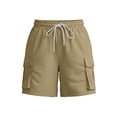 thumbnail image 4 of Biker Shorts Women with Pockets New Outdoor Hiking Shorts for Women Elastic Waist Cargo Shorts with Multi Pockets Knee Length Workout Sports Bottoms Khaki XL, 4 of 6
