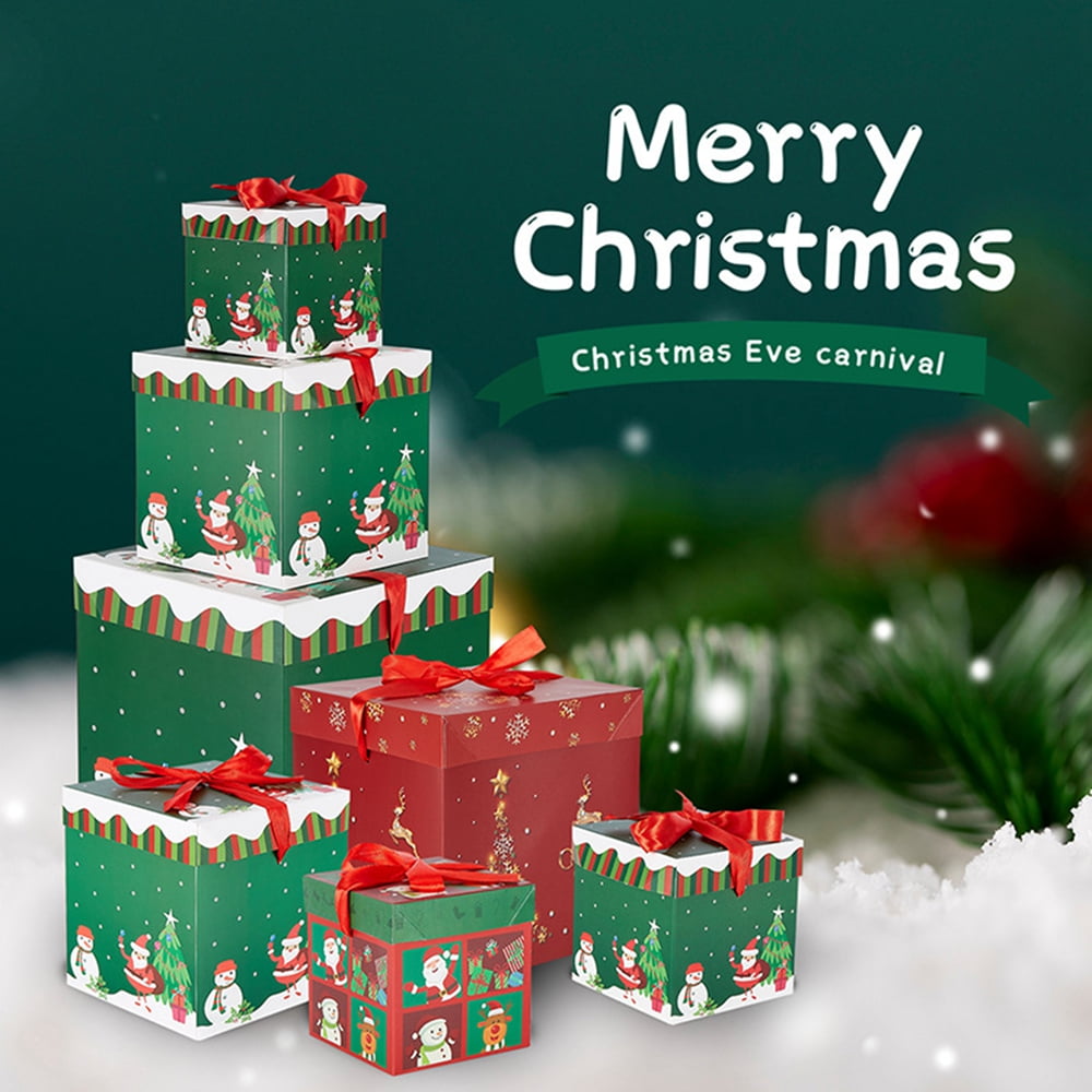 Christmas Nesting Gift Boxes with Lid Christmas Tree Gift Wrap Boxes