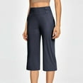 thumbnail image 2 of Frostluinai Womens Yoga Golf Capri Pants High Elastic Waist Baggy Wide Leg Pants Solid Casual Stretchy Sporty Pants with Pockets, 2 of 9