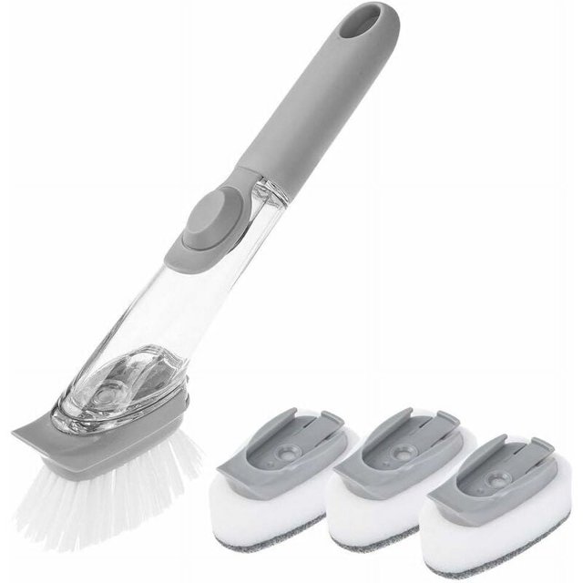 Cepillo para fregar ollas, cepillo para platos con punta raspadora, cepillos para fregar cocina con agarre cómodo para limpiar ollas, sartenes y ollas