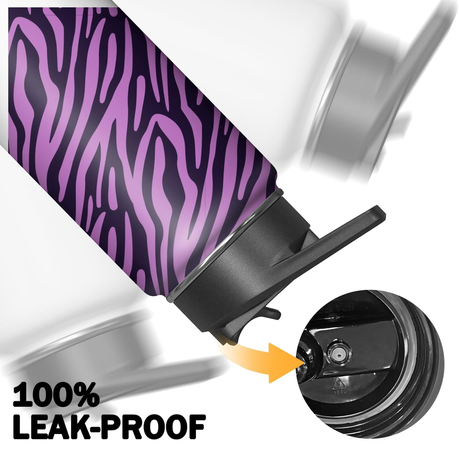 Leopard Print Insulated Stainless Steel Water Bottle with Straw & Cleaning Brush – 18 Oz | Leakproof, BPA-Free, 304 Stainless Steel, Wide Mouth, Travel Mug for Car, Gym, Office