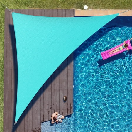 ColourTree 12  x 18  x 21.6  Turquoise Right Triangle Sun Shade Sail Canopy Mesh Fabric UV Block & Water Air Permeable - Commercial Heavy Duty - 190 GSM - 3 Years Warranty - Custom Make
