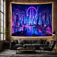 thumbnail image 6 of Digital Futuristic Cyberpunk With Cityscape At Night, Mystical Fantasy for Space Lovers, Galaxy Room Decor, Housewarming Gift, Tapestry Wall Hanging for Bedroom and Dorm, 6 of 7