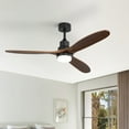 thumbnail image 2 of Sofucor 60" Black with Brown Blades Modern Ceiling Fan with Light and Remote, 2 of 13
