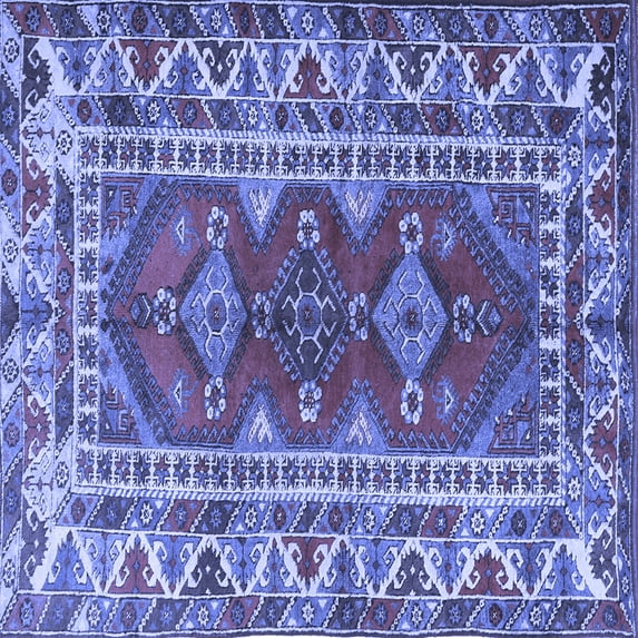 Ahgly Company Machine Washable Indoor Square Persian Blue Traditional Area Rugs, 4' Square