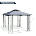 thumbnail image 3 of Costway 10' x 10' Patio Canopy Gazebo Outdoor 2-Tier Steel Tent Heavy-Duty L-Shaped Grey, 3 of 9