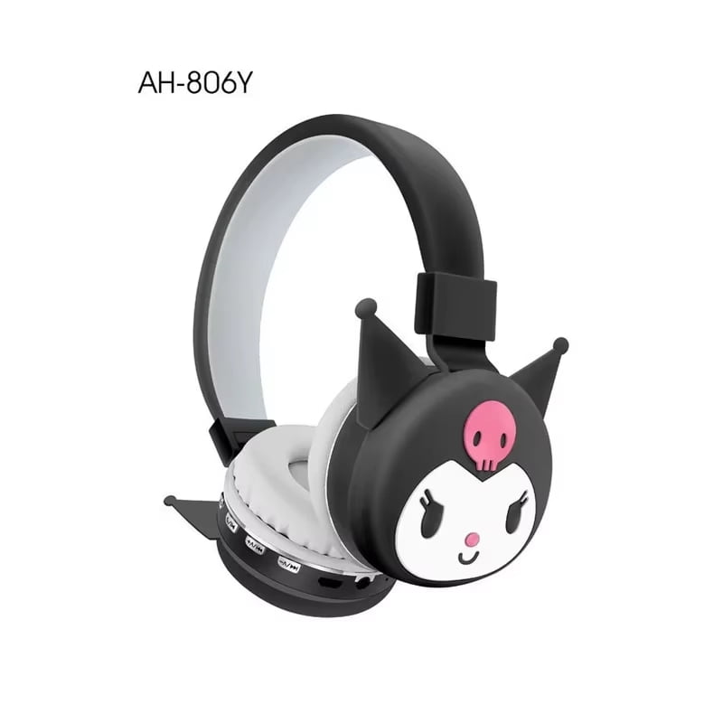 Kuromi Sanrio Bluetooth Headphone Wireless Headsets with Mic Foldable Lightweight Earphone for Phones Laptop Cartoon