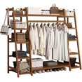 thumbnail image 4 of Perchero de Bambú con Ganchos, Perchero para Ropa, Armario, Estante Almacenamiento de Ropa para Dormitorio, Sala de Estar, Lavadero (Marrón), 4 of 4