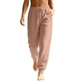 thumbnail image 2 of Women's Fleece Sweatpants Winter High Waisted Joggers Athletic Pants Casual Fall Drawstring Trousers with Pockets,Camel XL, 2 of 8