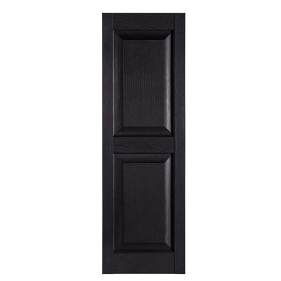 Premier Raised Panel Exterior Decorative Shutters, Black - 15 x 55 in.