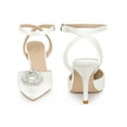 thumbnail image 4 of BLISSFUL STEP Rhiness Ankle Strap Stiletto Heel Pumps for Women White 8, 4 of 5