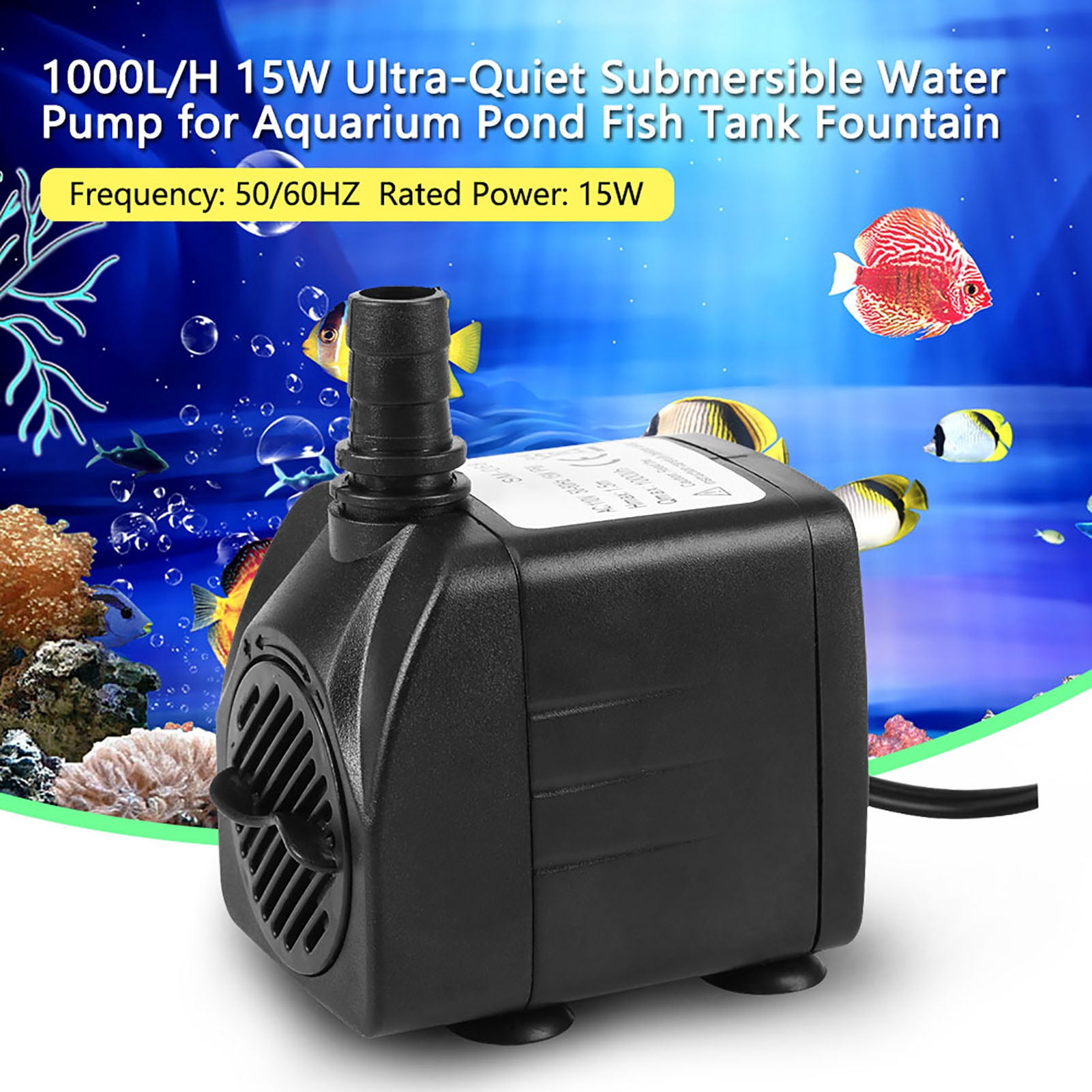 NFTIGB Ultra Quiet 15W Submersible Water Pump for Aquarium Pond Fish Tank Fountain 1000L/H (264 GPH) with Adjustable Flow Rate and Compact Design for Hydroponics Statues and Various Water Features