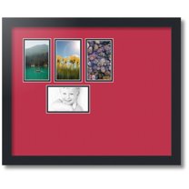 ArtToFrames Collage Photo Picture Frame with 4 - 3x5" Openings, Framed in Black with Rouge and Black Mats (CDM-3926-1675)