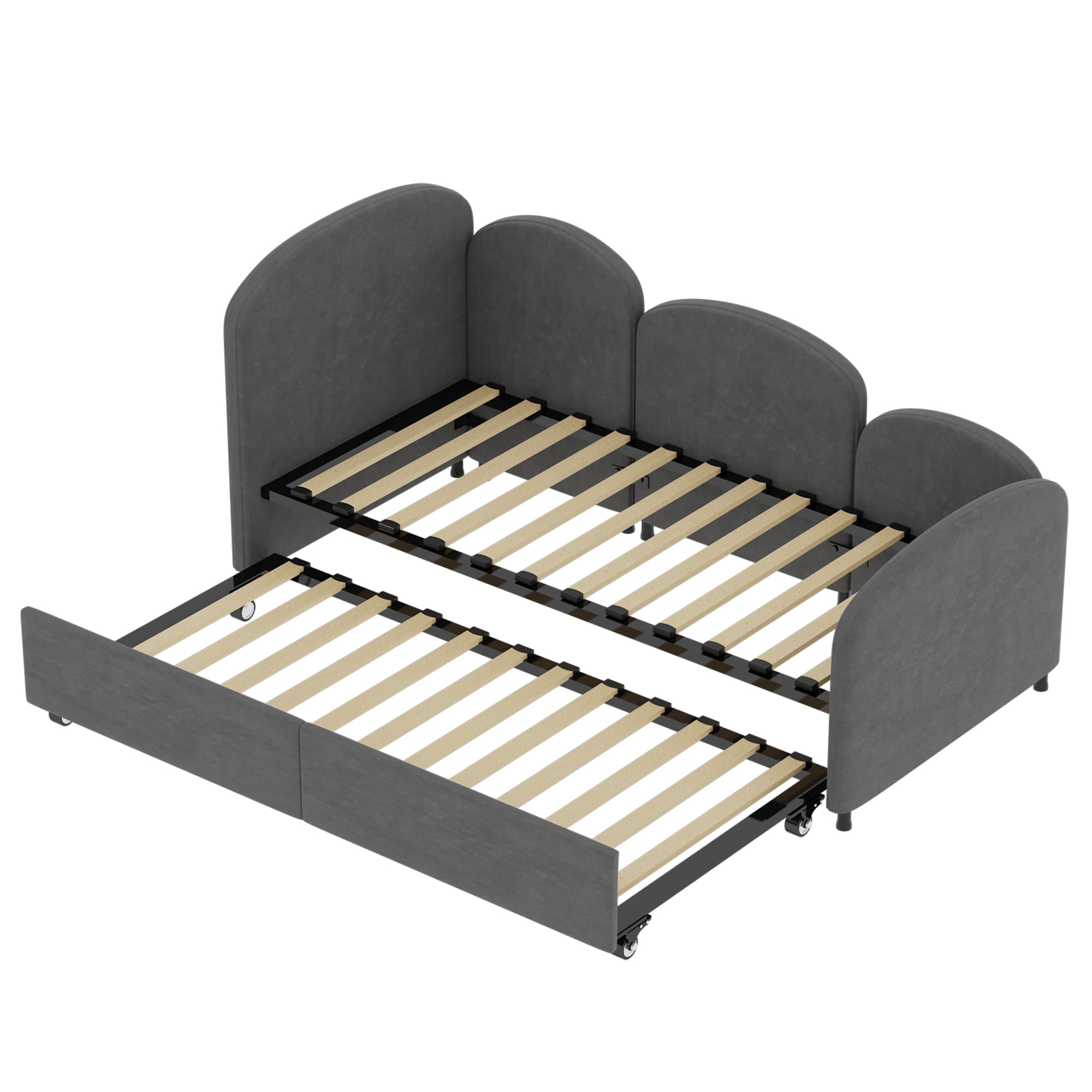 MAYEERTY Velvet Upholstered Daybed, Modern Sofa Bed Daybed Frame Twin Size Bed frames With An Another Bed frame Beige