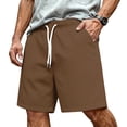 thumbnail image 2 of Lumtrix 2026 Men's Baggy Sweat Shorts Casual Gym Workout Shorts with Pockets Summer Breathable Knee Length Shorts Brown S, 2 of 5