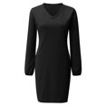 thumbnail image 5 of Vestido de verano para mujer, playa, mujer, manga larga, cuello en V, cintura informal, vestido de camiseta. Fridja NMB3712, 5 of 5