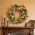 thumbnail image 3 of Sunflower Spring Summer Wreath for Front Door, Vibrant Artificial Floral Easter Decor for Home and Office, Outdoor Flourishing Sunflower Wreath, Adds Cheerful Charm to Porches and Entryways, 14in, B, 3 of 7