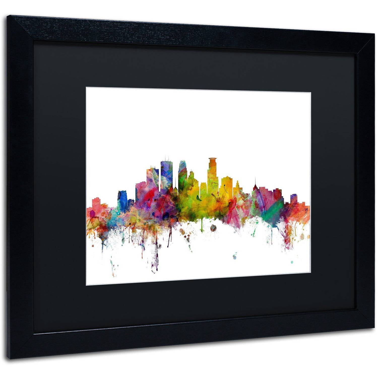 Trademark Fine Art 'Minneapolis Minnesota Skyline' Canvas Art by Michael Tompsett, Black Matte, Black Frame