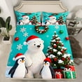 thumbnail image 2 of Homewish Polar Bear Kids Bed Sheets, Cute Cartoon Penguin King Sheets, Christmas Tree Gift Sheet Set, Ultra Soft Bedroom Decor, 4 Pieces, 2 of 7