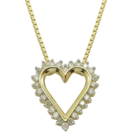 1/10 Carat T.W. Diamond 1 Micron Yellow Gold over Sterling Silver Heart Pendant, 18