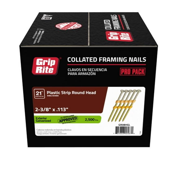 Grip-Rite GR08HGL Full Round Head Framing Nail 2.38 x 0.113 in.