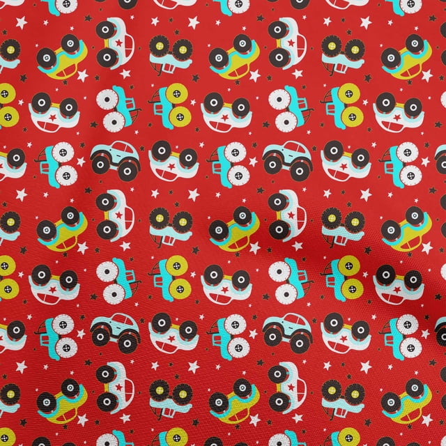 oneOone Silk Tabby Red Fabric Cars Kids Nursery Sewing Craft Projects Fabric Prints By Yard 42 Inch Wide