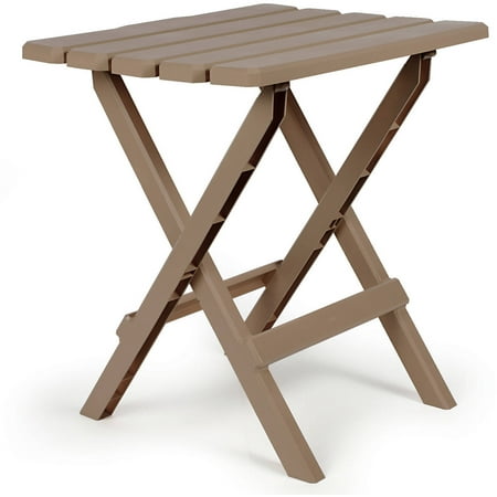 Sage Folding Picnic Table - Camco Large Adirondack Portable Outdoor Folding Side Table, Perfect for The Beach, Camping, Picnics, Cookouts and More, Weatherproof and Rust Resistant - Taupe (51887)